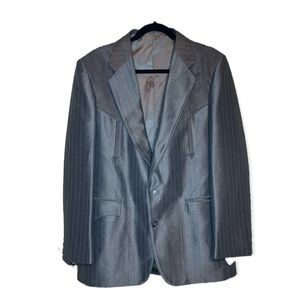 CIRCLE S Mens 40R Western Yoke Blazer Sport Coat Jacket Gray Boise